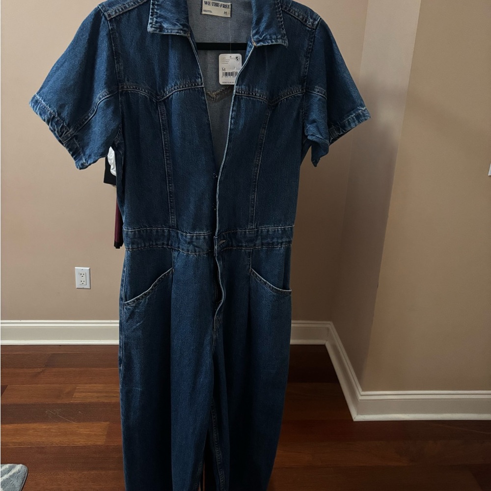 NWT Free People Sapphire Blue Denim Jumpsuit